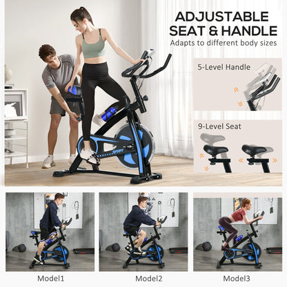 SPORTNOW Exercise Bike, Indoor Stationary Bike, Cycling Machine with Adjustable Seat and Resistance for Home Gym Workout