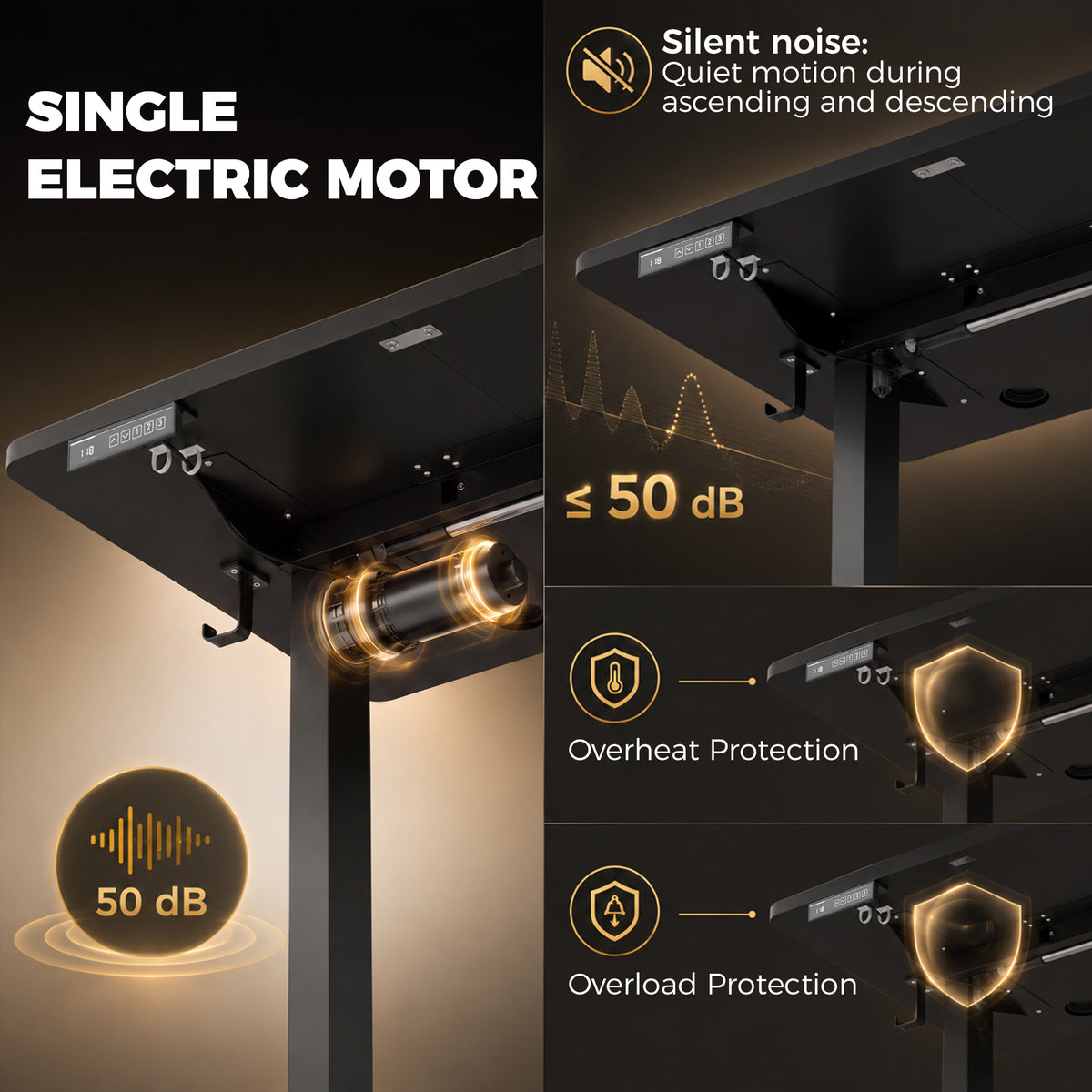 Electric Standing Desk | Black & White Height Adjustable Sit-Stand Desk 72–118cm with LED Memory