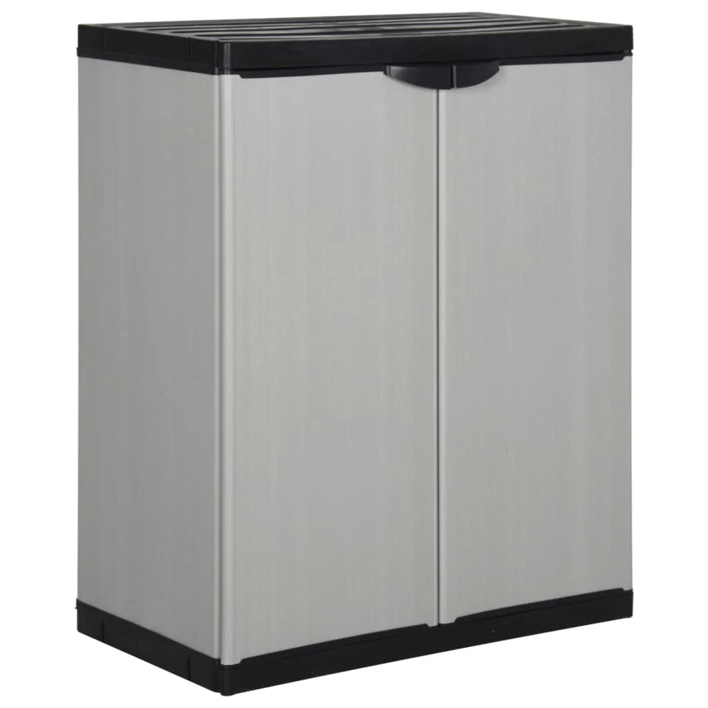 Outdoor Stylish Grey & Black Garden Storage Cabinet Box With 1 Shelf - 68x40x85 cm Outdoor Organiser