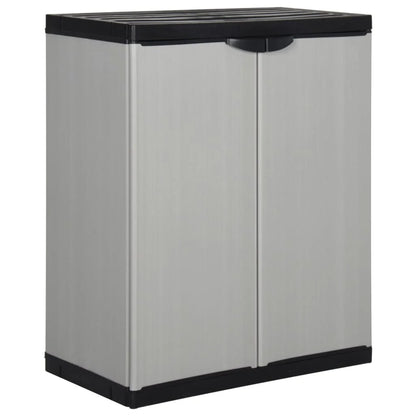 Outdoor Stylish Grey & Black Garden Storage Cabinet Box With 1 Shelf - 68x40x85 cm Outdoor Organiser