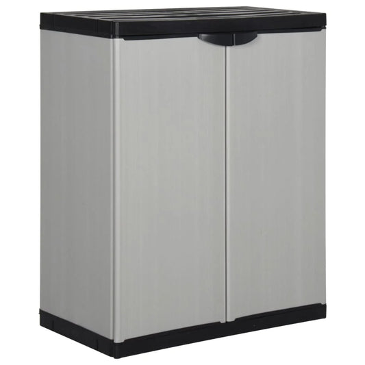 Outdoor Stylish Grey & Black Garden Storage Cabinet Box With 1 Shelf - 68x40x85 cm Outdoor Organiser