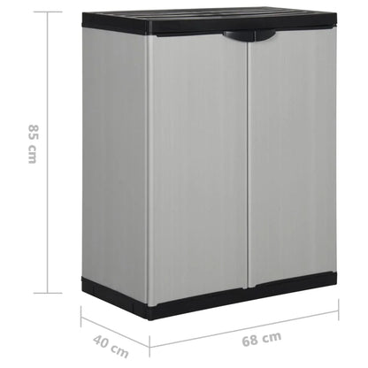 Outdoor Stylish Grey & Black Garden Storage Cabinet Box With 1 Shelf - 68x40x85 cm Outdoor Organiser