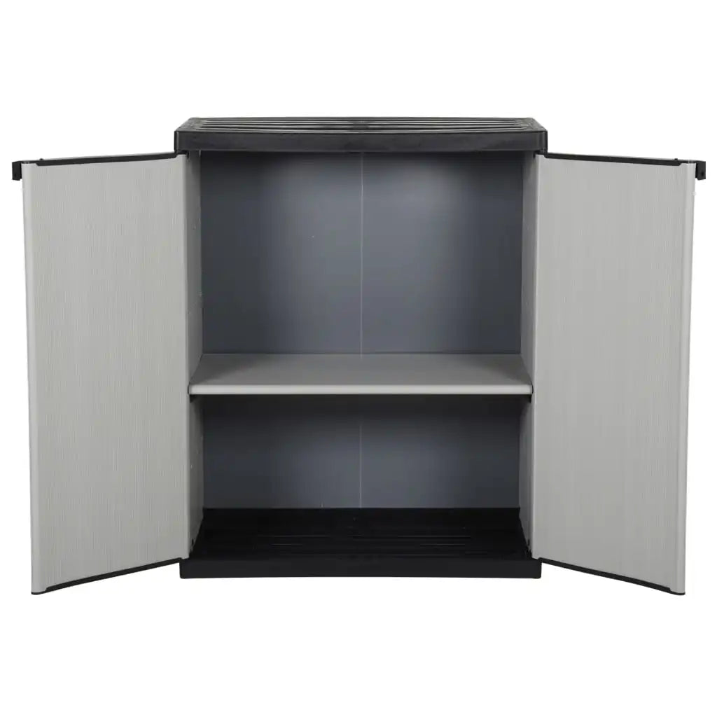 Outdoor Stylish Grey & Black Garden Storage Cabinet Box With 1 Shelf - 68x40x85 cm Outdoor Organiser