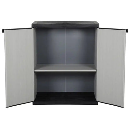 Outdoor Stylish Grey & Black Garden Storage Cabinet Box With 1 Shelf - 68x40x85 cm Outdoor Organiser