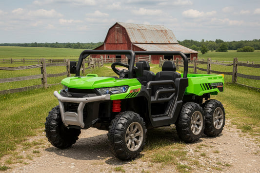24V 6 Wheel Gator Ride On Versatile Electric Vehicle With Tipping Function, Parental Control With Entertainment Features - MP3 and USB