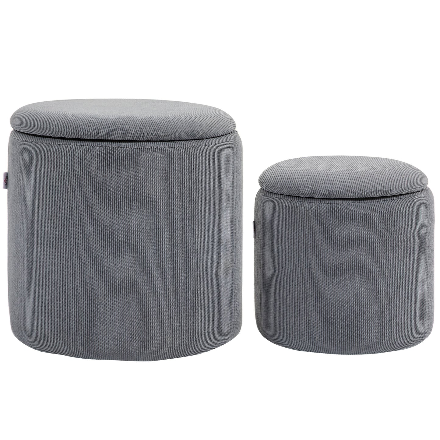 Set Of 2 Modern Storage Ottoman with Removable Lid - Light Grey