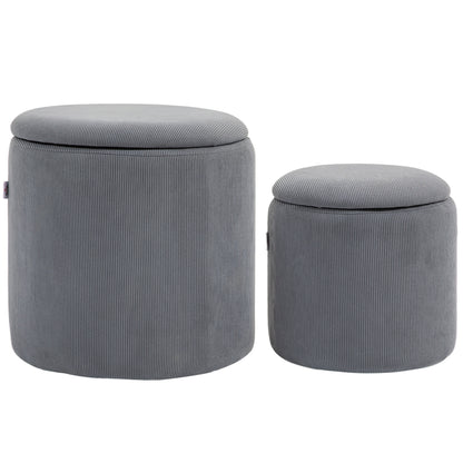Set Of 2 Modern Storage Ottoman with Removable Lid - Light Grey
