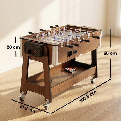 3 in 1 Multi Game Table | Pool | Air Hockey | Football | 3.4ft | Lockable Wheels | Storage Shelf | Walnut Effect