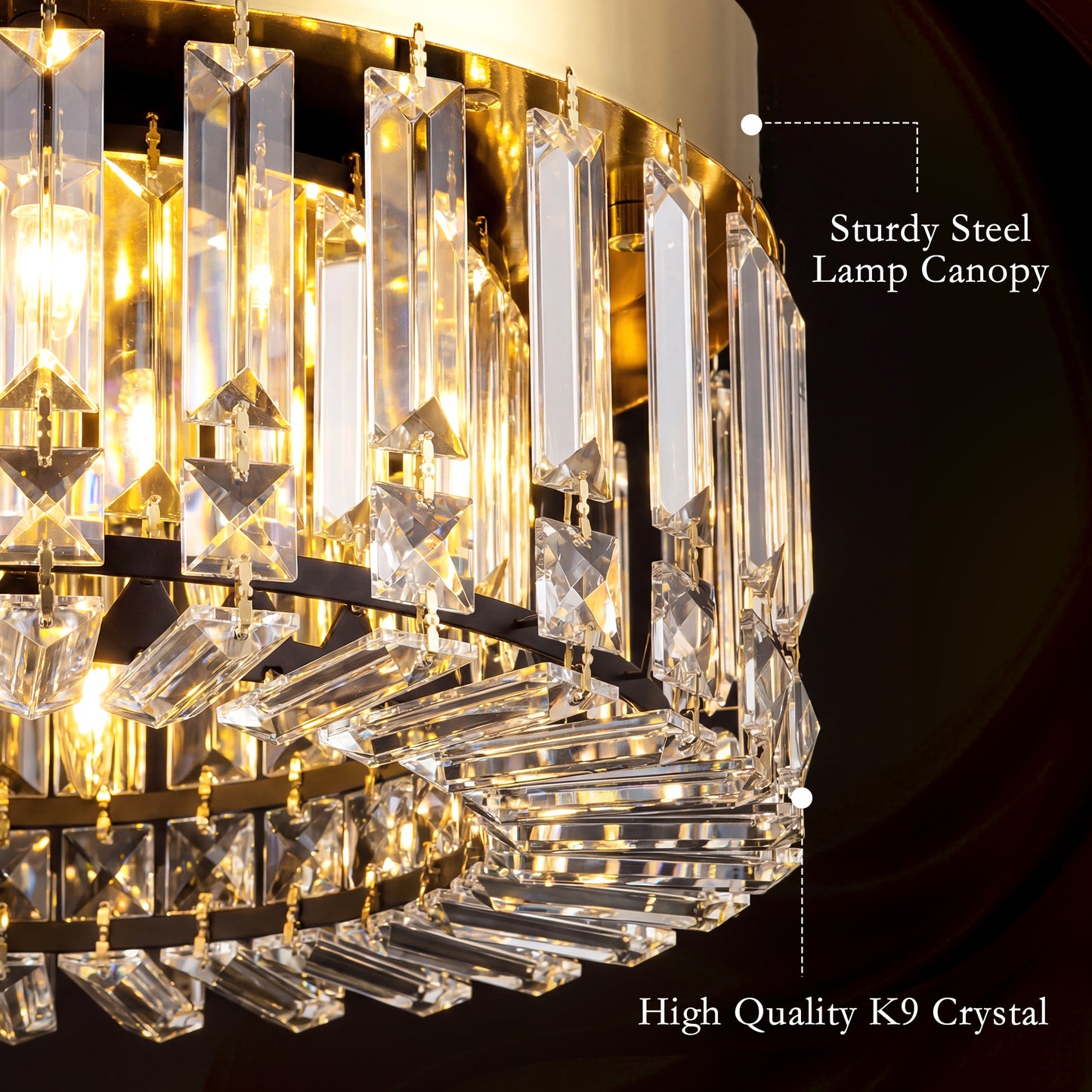 Crystal Chandelier | 160 Crystal Pendants | 6-Light G9 | Ø40cm | 10-40m² | Gold Tone