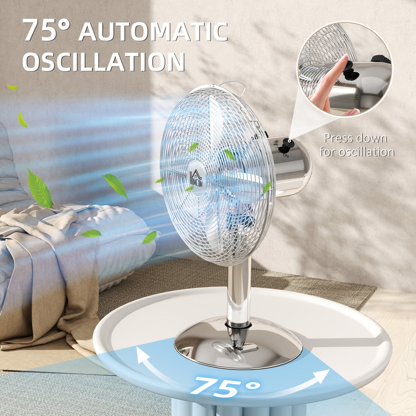 Three-Speed Oscillating Desk Fan - Silver-Tone