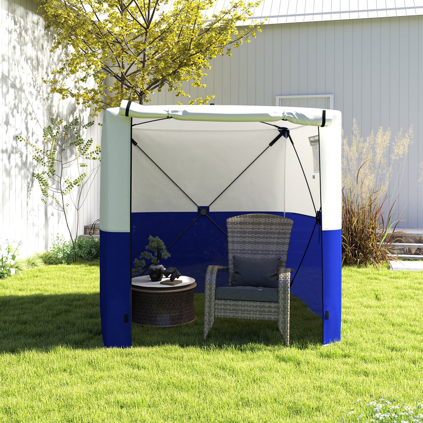 Outsunny 2 x 2m Pop-Up Party Tent Gazebo, with Accessories - Dark Blue