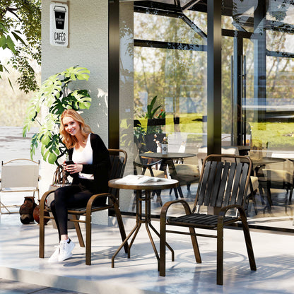 Outsunny 3 Pieces Patio Bistro Set with Stackable Chairs, Tempered Glass Table, for Outdoor, Balcony, Patio, Garden Charcoal Grey