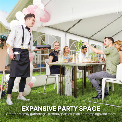6x4m Party Tent Marquee | Galvanised Steel | UPF30+ Canopy | 2 Windows & Doors | 20 Stakes | White
