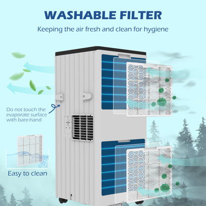 7,000 BTU Mobile Air Conditioner, 15m², Smart Home WiFi, with Dehumidifier, Fan, 24H Timer, Window Kit, White