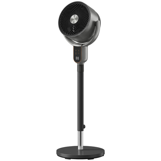 Pedestal Standing Fan | Turbo Mode | 20dB Sleep Mode | 8 Speeds | 16m³/min Airflow | 90° Oscillation | Aromatherapy Pad | Detachable Washable Grill | 5m Remote | 12H Timer | 50W | 83-107cm | Grey