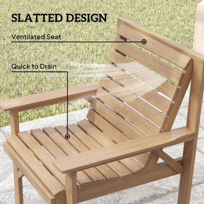 4-Piece Wooden Garden Furniture Set | Loveseat | 2 Armchairs | Coffee Table | Fir Wood | Water-Resistant | Curved Ergonomic Seats | Natural Wood