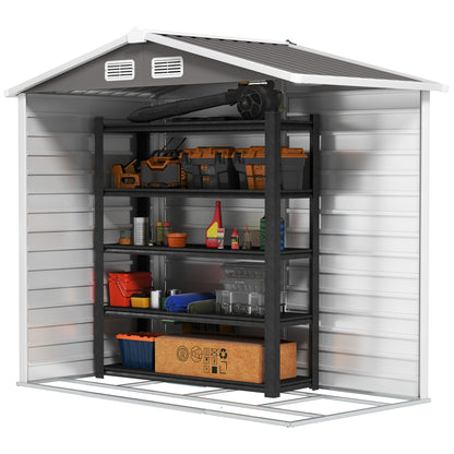 7 x 4ft Garden Shed, Easy to Assemble, Upgraded Galvanised Steel Frame with Foundation Kit, Double Doors with Lock, Outdoor Metal Shed