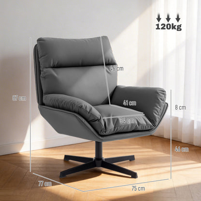 Accent Chair with 360° Swivel Armchair for Living Room with Padded Cushion Dark Grey / Dark Brown