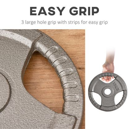 Set of 6 Cast Iron Olympic Weight for 2"/5cm Hole Dumbbell Handle Bar 35kg Dumbbell Plates Barbell Weight 2 x 5kg, 2 x 2.5kg, 2 x 10kg