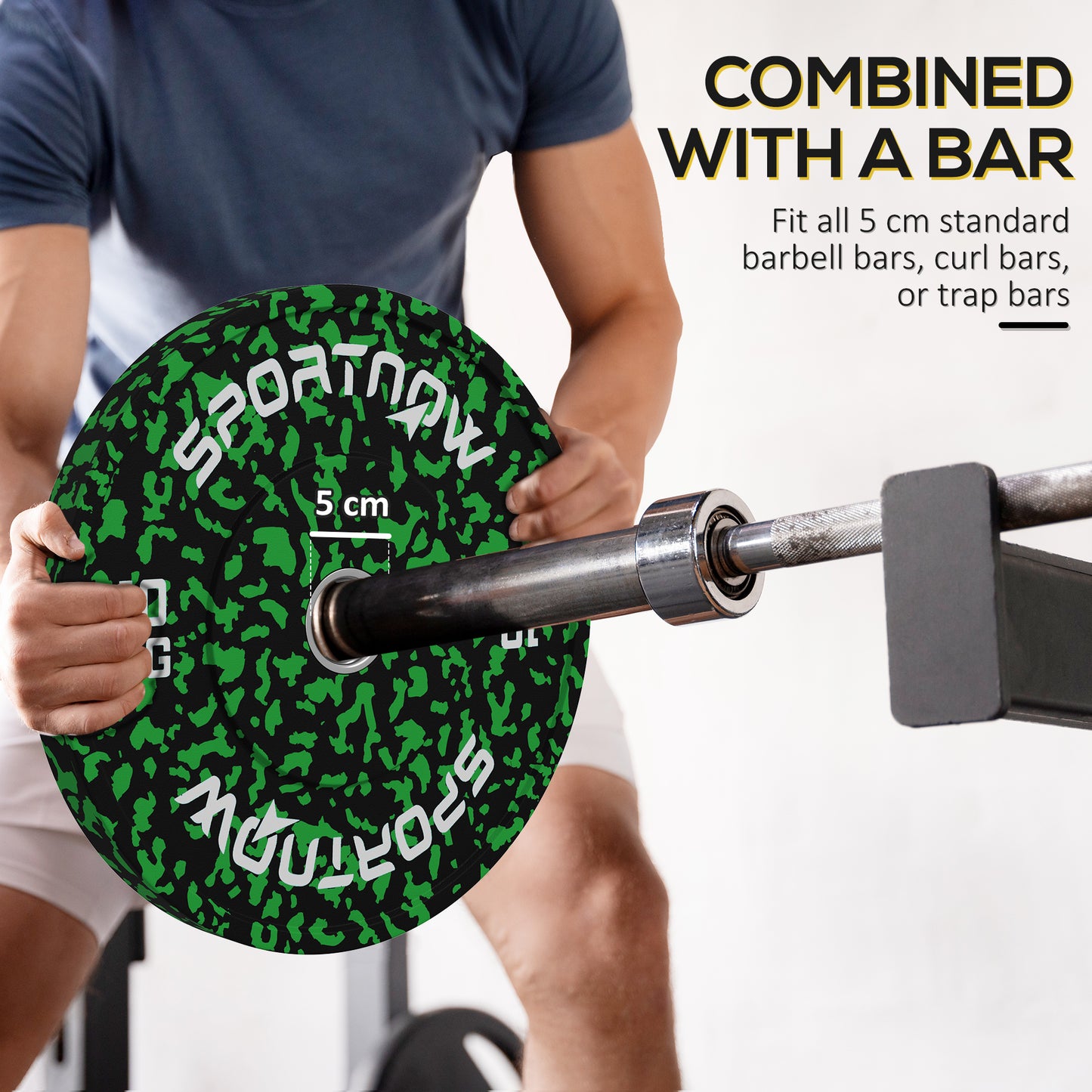 Olympic Weight Plates Set, Solid Rubber Bumper Plates Weights Discs with 2"/5cm Holes, for Weight Lifting Strength Training, 2 x 10kg