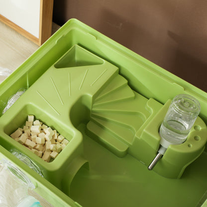 PawHut 3-Tier Hamster Cage with Transparent Top, Sand Bathroom, Exercise Wheel, Hideout Room, Tubes, 45 x 28 x 60 cm, Green