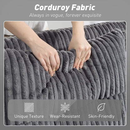 2 Seater Click Clack Sofa Bed with Pull Out Design, Corduroy Upholstery - Charcoal Grey