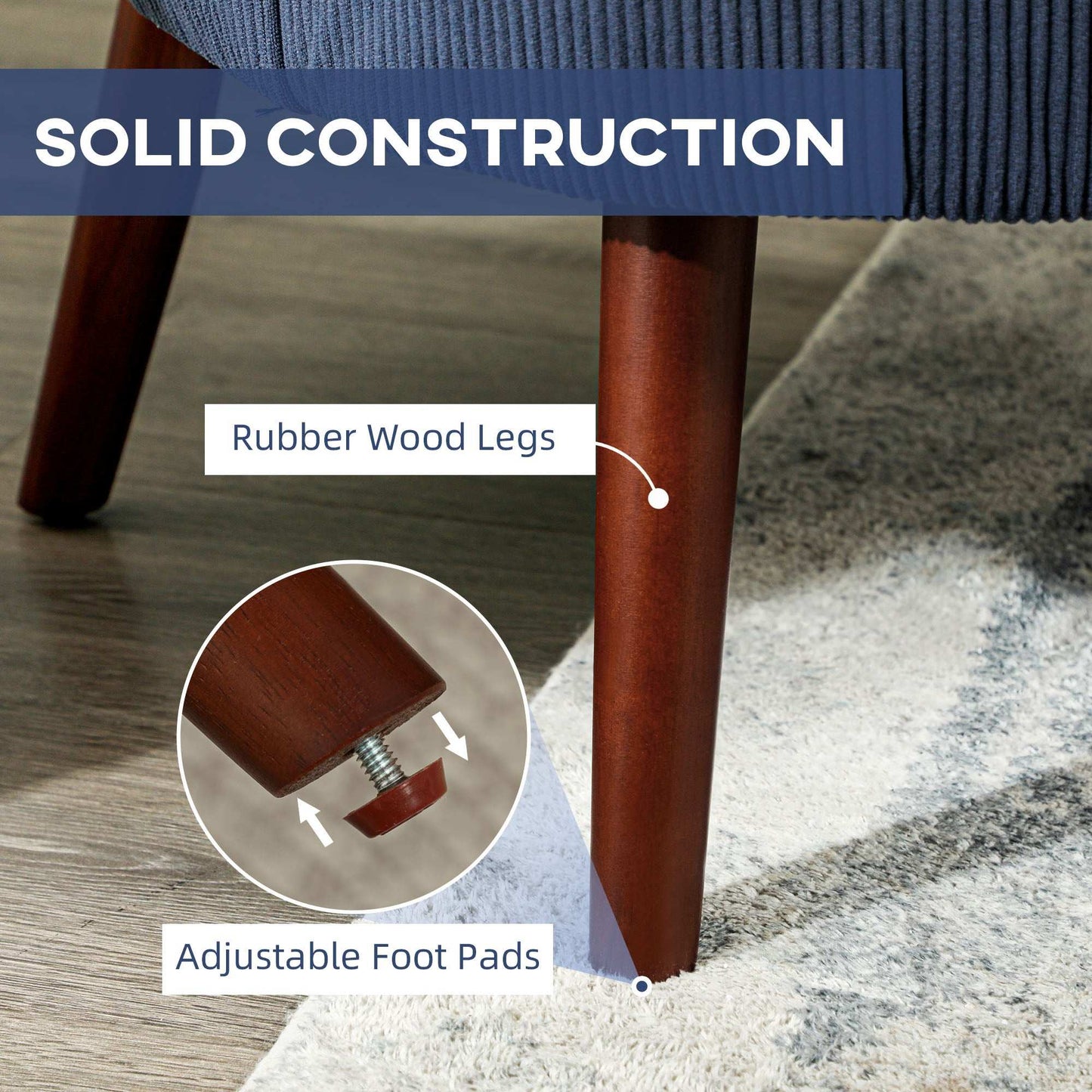 Corduroy Retro Accent Chair - Blue