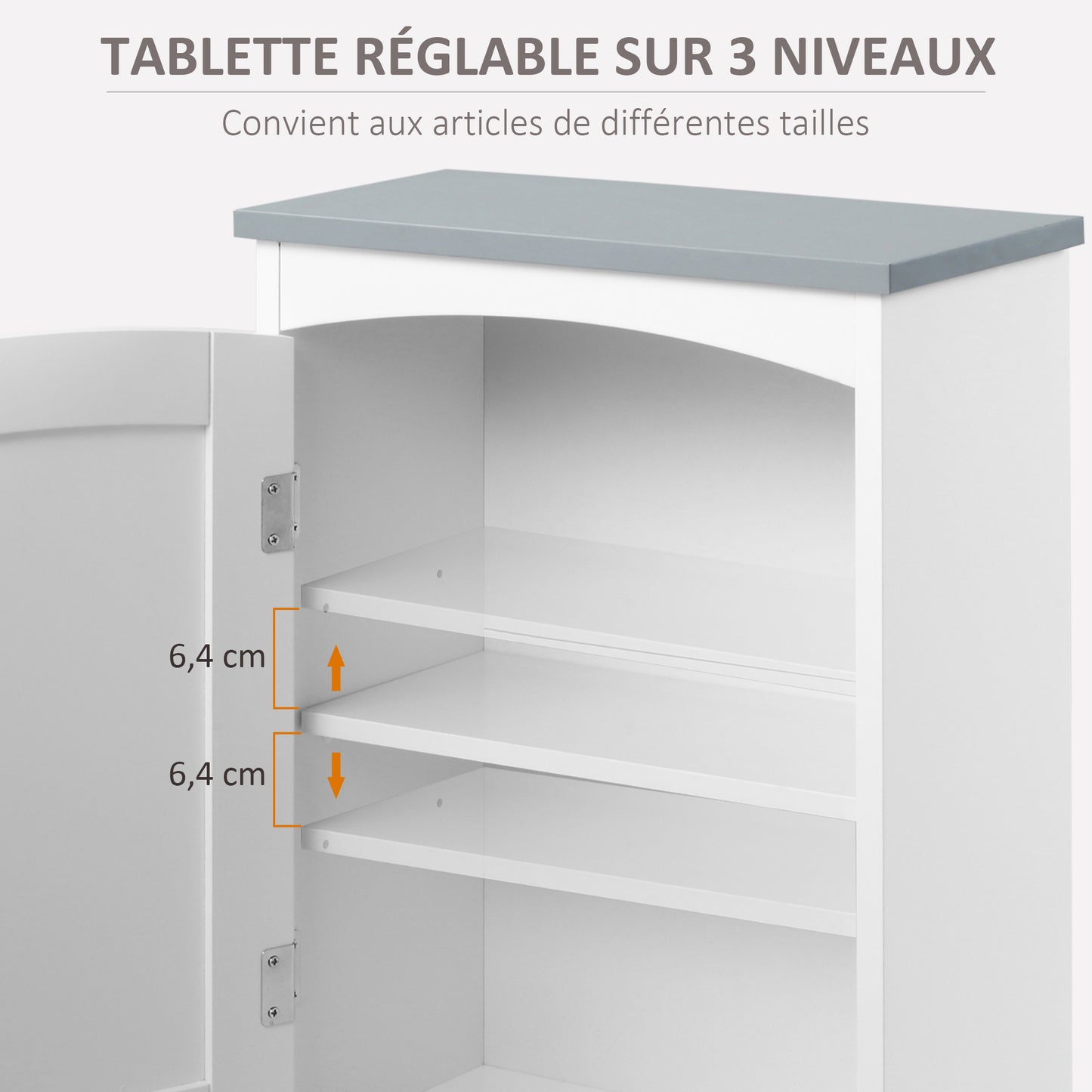 Kleankin Bathroom Cabinet Wall Mounted, Modern Bathroom Wall Cabinet with Arched Door and Adjustable Shelf, Bathroom Storage Cabinet, Light Grey and White