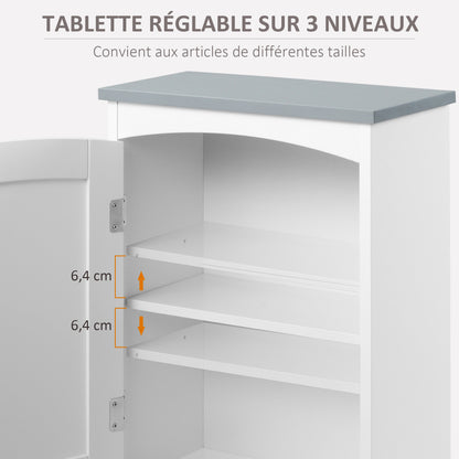 Kleankin Bathroom Cabinet Wall Mounted, Modern Bathroom Wall Cabinet with Arched Door and Adjustable Shelf, Bathroom Storage Cabinet, Light Grey and White
