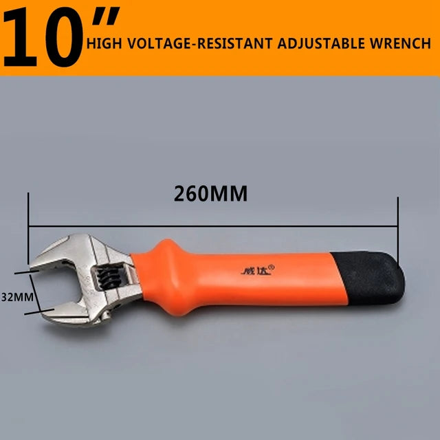 1000V High Voltage-Resistant Adjustable Wrench Spanner Electrician Maintenance Hand Tools  6" 8" 10" 12" Wrench
