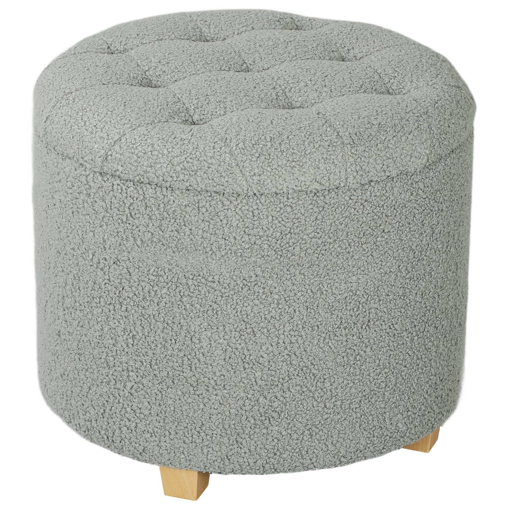 31.8L Teddy Fleece Storage Ottoman - Dark Grey