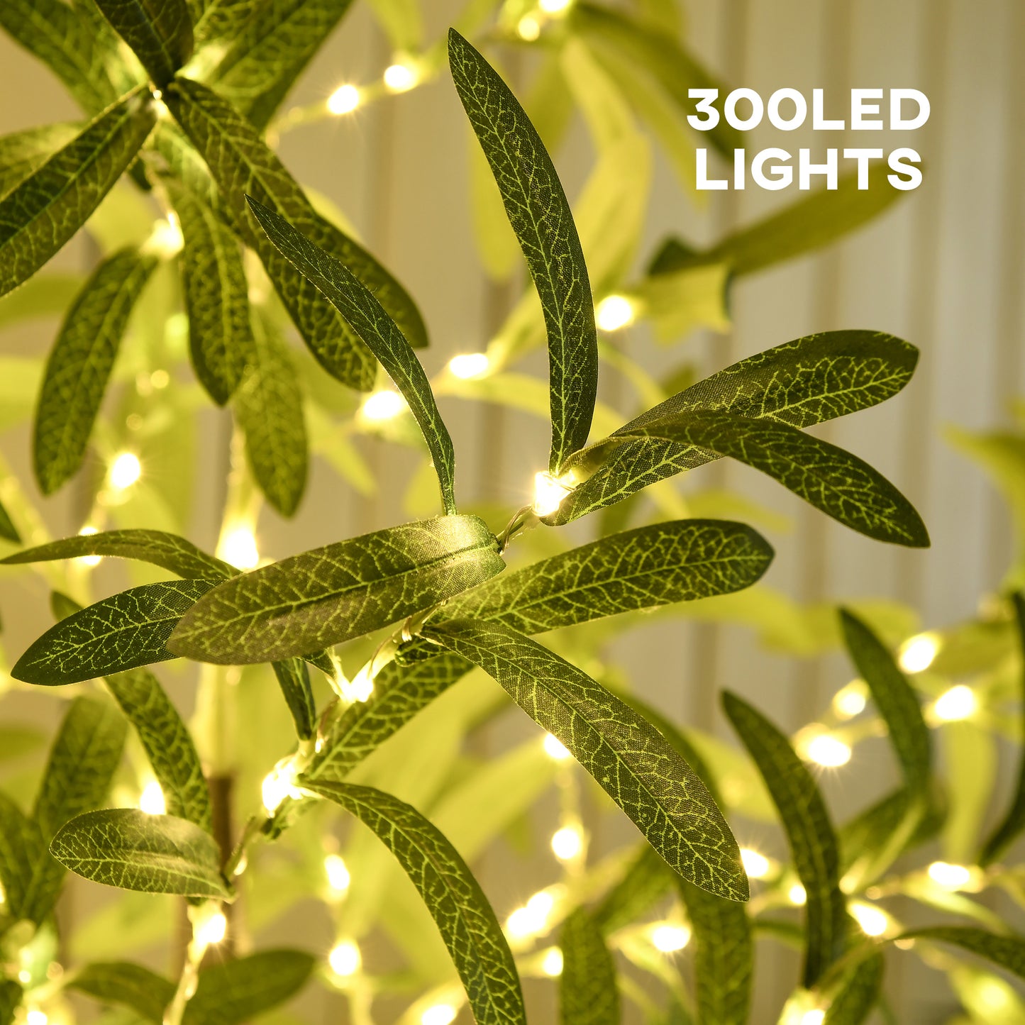6ft Olive Tree Light with 300 Warm White LED Lights, Artificial Tree for Indoor, Party, Wedding, Christmas, Home Decoration, Green