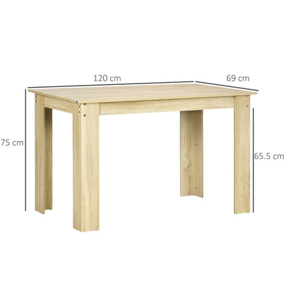 Dining Table for 4-6 | Oak Wood Effect | Triangular Legs | Water Resistant | 120x69x75cm