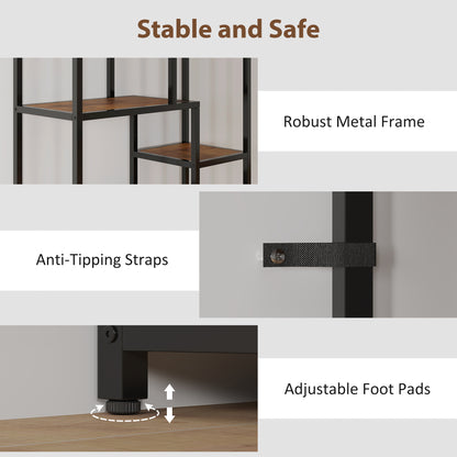 Seven-Tier Geometric Bookcase - Brown/Black