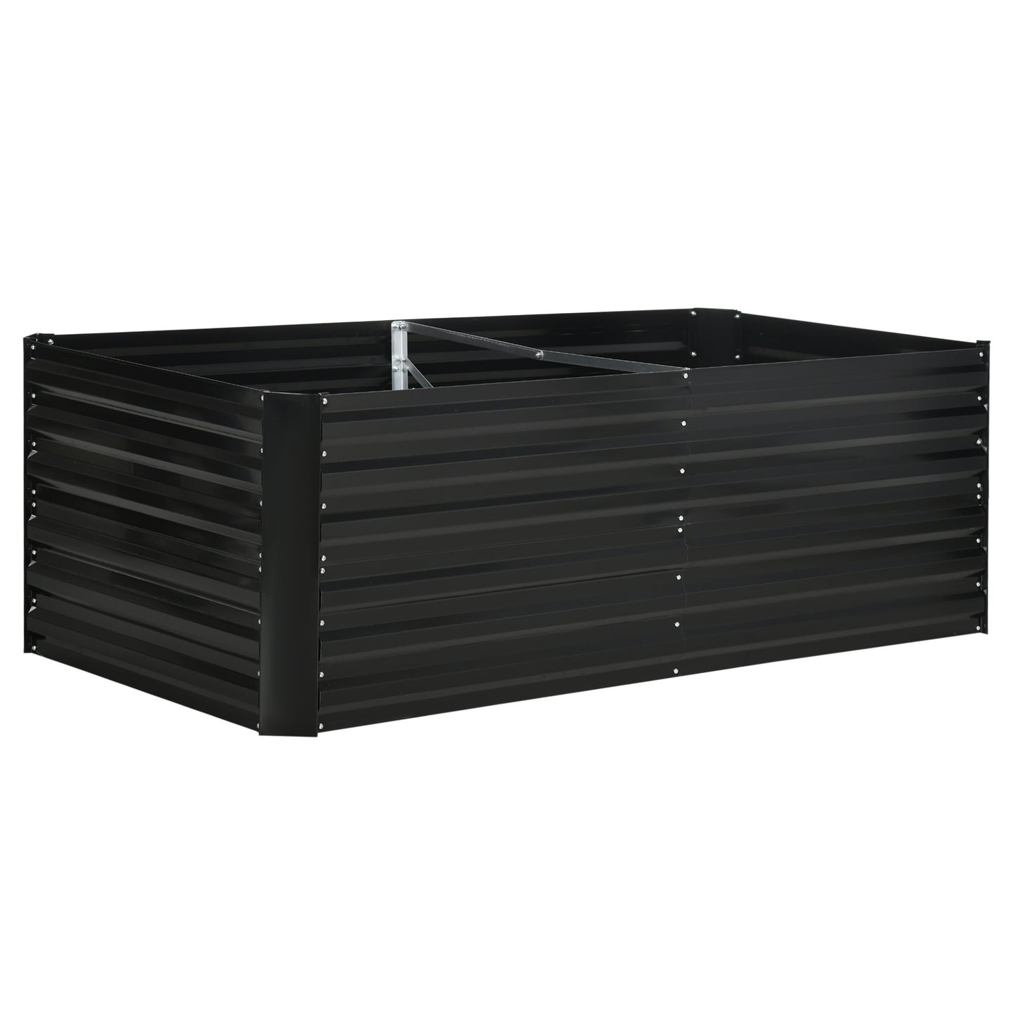 Deep Galvanised Steel Raised Garden Bed | Multi-Reinforced Rods | Protective Coating | Open Bottom | Indoor & Outdoor | 180x90x59cm | Plants Veg Herbs & Flowers | Black