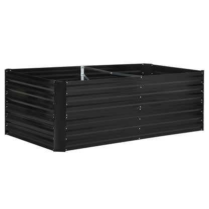Deep Galvanised Steel Raised Garden Bed | Multi-Reinforced Rods | Protective Coating | Open Bottom | Indoor & Outdoor | 180x90x59cm | Plants Veg Herbs & Flowers | Black