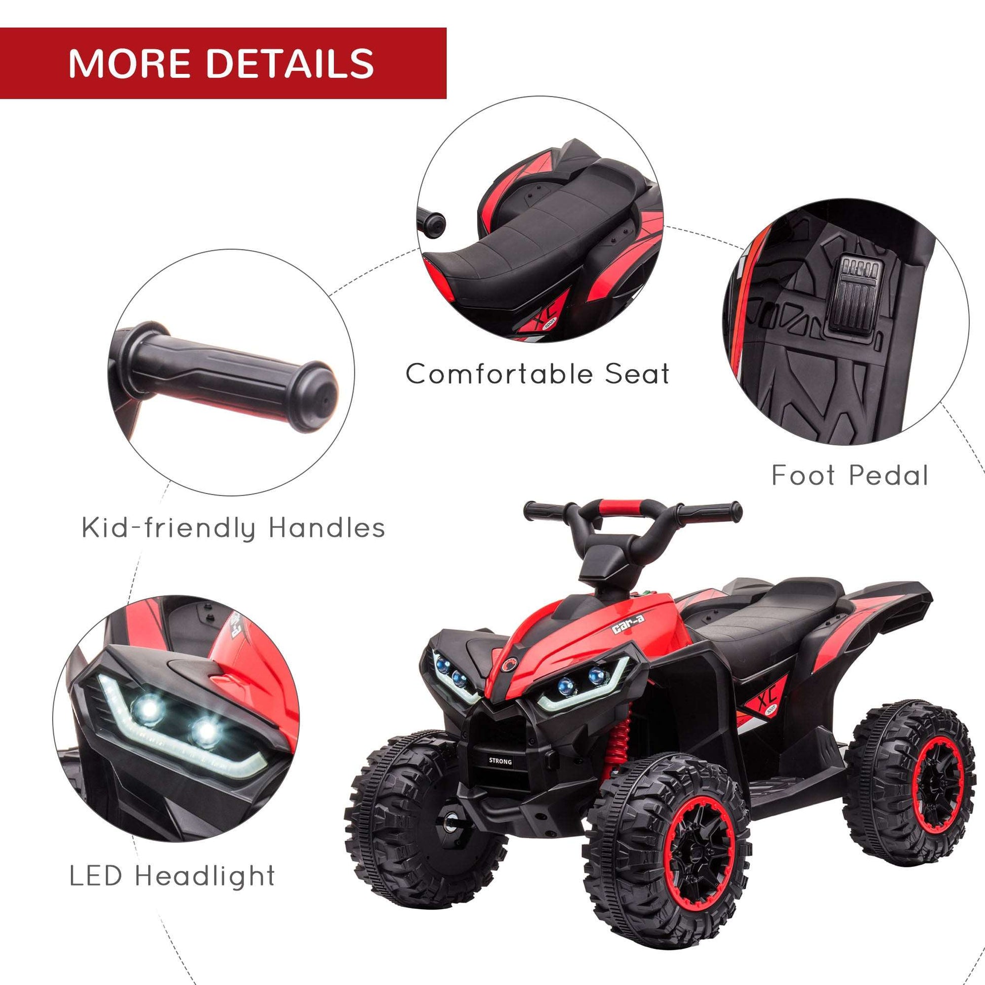 12V Electric Quad Bikes For Kids Ride On Car ATV Toy For 3-5 Years Red