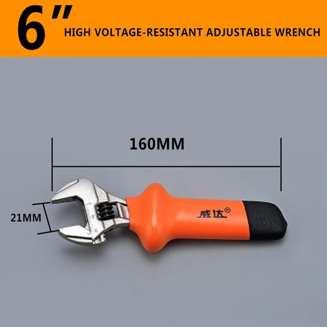 1000V High Voltage-Resistant Adjustable Wrench Spanner Electrician Maintenance Hand Tools  6" 8" 10" 12" Wrench