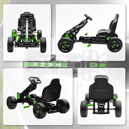 AIYAPLAY Pedal Go kart for Kids Ages 3-6 Years, with Automatic Clutch, Brake, EVA Anti-Slip Wheels, Green / Red / Pink / Blue
