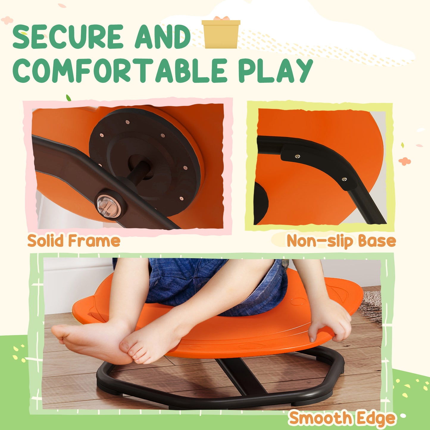 AIYAPLAY Planet-Shaped-kids Swivel Chair, Sensory Spinning Chair for Balance, Coordination Training, Orange / Red