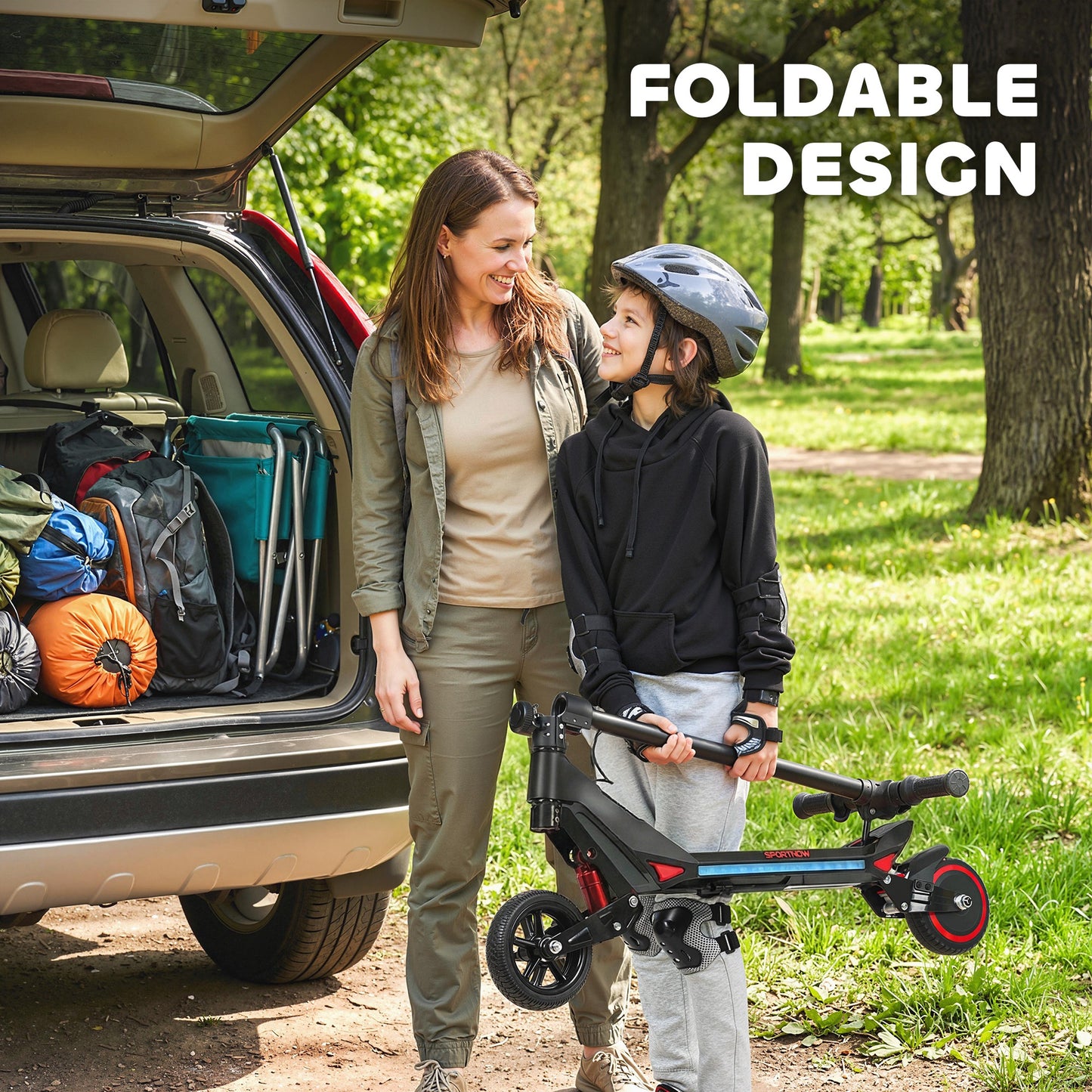 Electric Scooter for Kids, Foldable E Scooter for Age Age 6+ with LED Display, RGB lights, Up to 16km/h