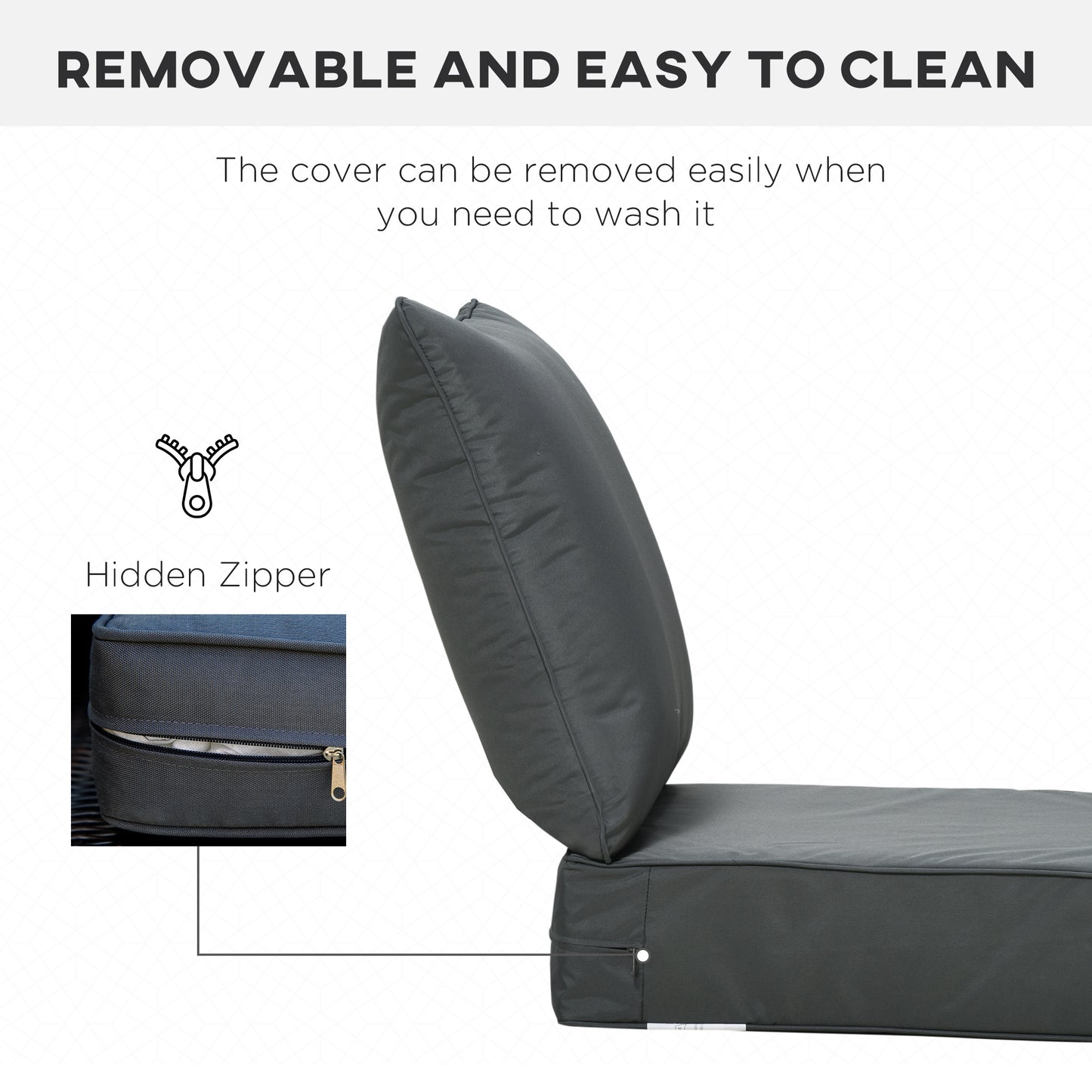 Outdoor Seat and Back Cushion Sets, 63L x 55W x 15Dcm Olefin Patio Deep Seating Chair Replacement Cushion for Rattan Sofa, Indoor or Outdoor Furniture, Dark Grey