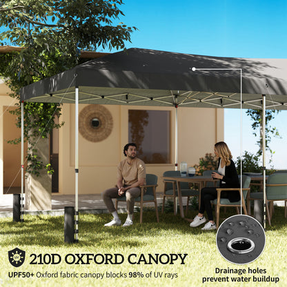 3x6m Pop Up Gazebo | 17.5m² UPF50+ Shaded Area | 210D Silver-Coated Oxford Fabric | 6 Detachable Sidewalls | 12 Drainage Holes | 3 Height Settings | Windproof Level 4-6 | Full Stability Kit | Wheeled Bag | Dark Grey