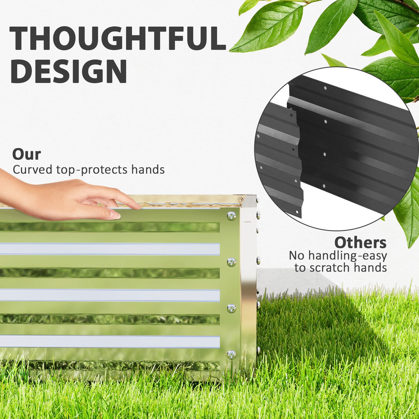 Square Galvanised Steel Raised Garden Bed | Open Bottom | 30cm High Panels | Slot-Together Assembly | Year-Round Outdoor Use | 120x120x30cm | Silver