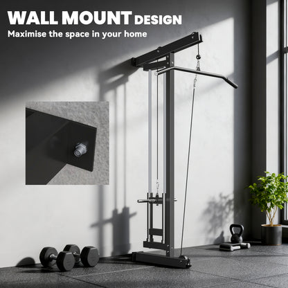 SPORTNOW Wall Mounted Lat Pull Down Machine, Crossover Cable Machine with High & Low Pulleys for Home Gym Full Body Workout