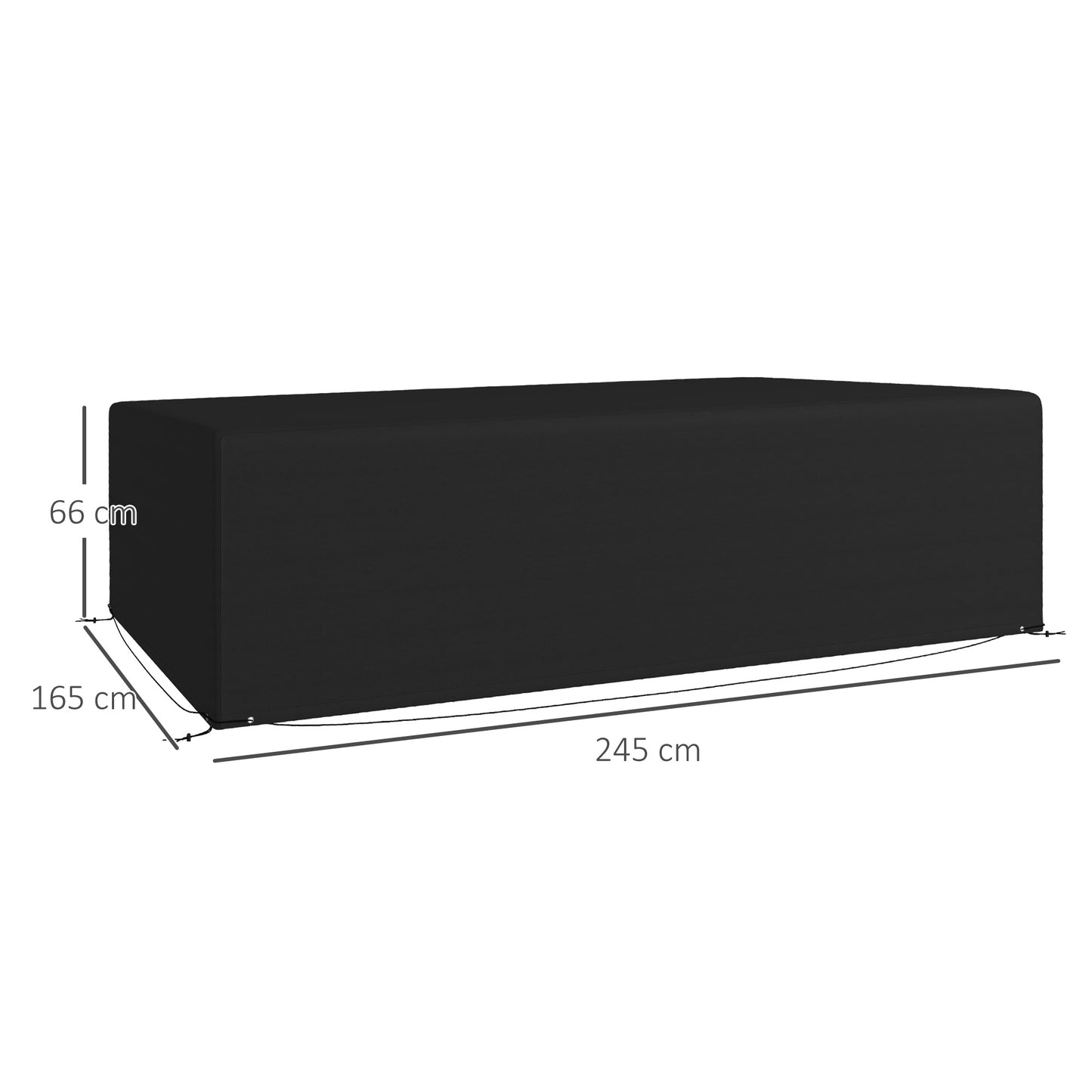 600D Oxford Table Set Cover Outdoor Garden Rattan Furniture Protection Cover Protector Waterproof Anti-UV, 245 x 165 x 66 cm Black / Dark Grey