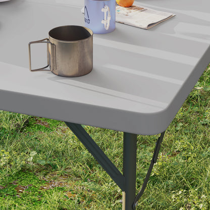 3ft Folding Camping Table, Heavy Duty Picnic Table with 2 Adjustable Height for Indoor Outdoor Garden, Party, BBQ, Dark Grey