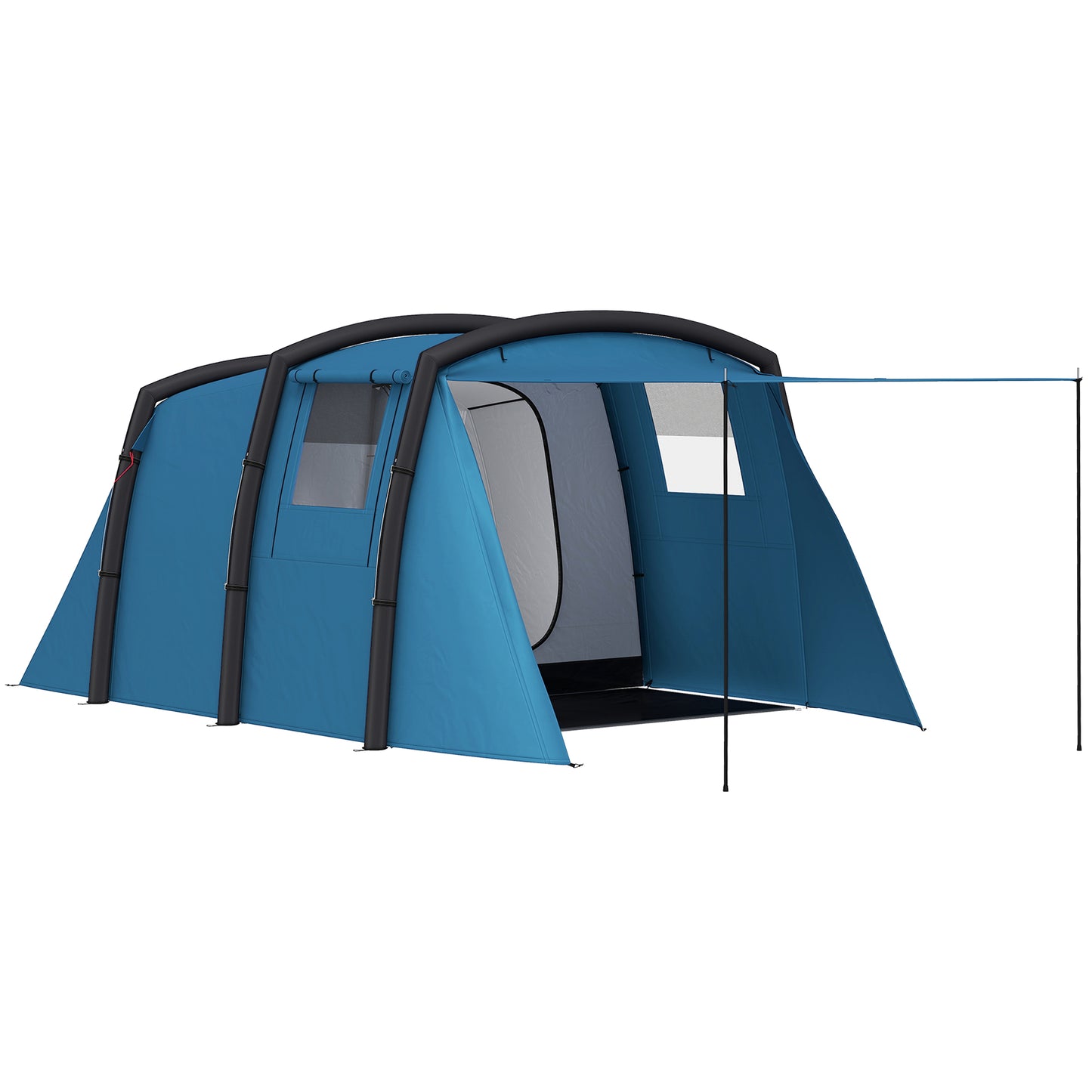 Inflatable 3-4 Man Tunnel Tent w/ Air Pump, Living Area & Vestibule, Waterproof Family Camping Air Tent, Hiking, Blue