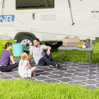 3ft Folding Camping Table, Heavy Duty Picnic Table with 2 Adjustable Height for Indoor Outdoor Garden, Party, BBQ, Dark Grey