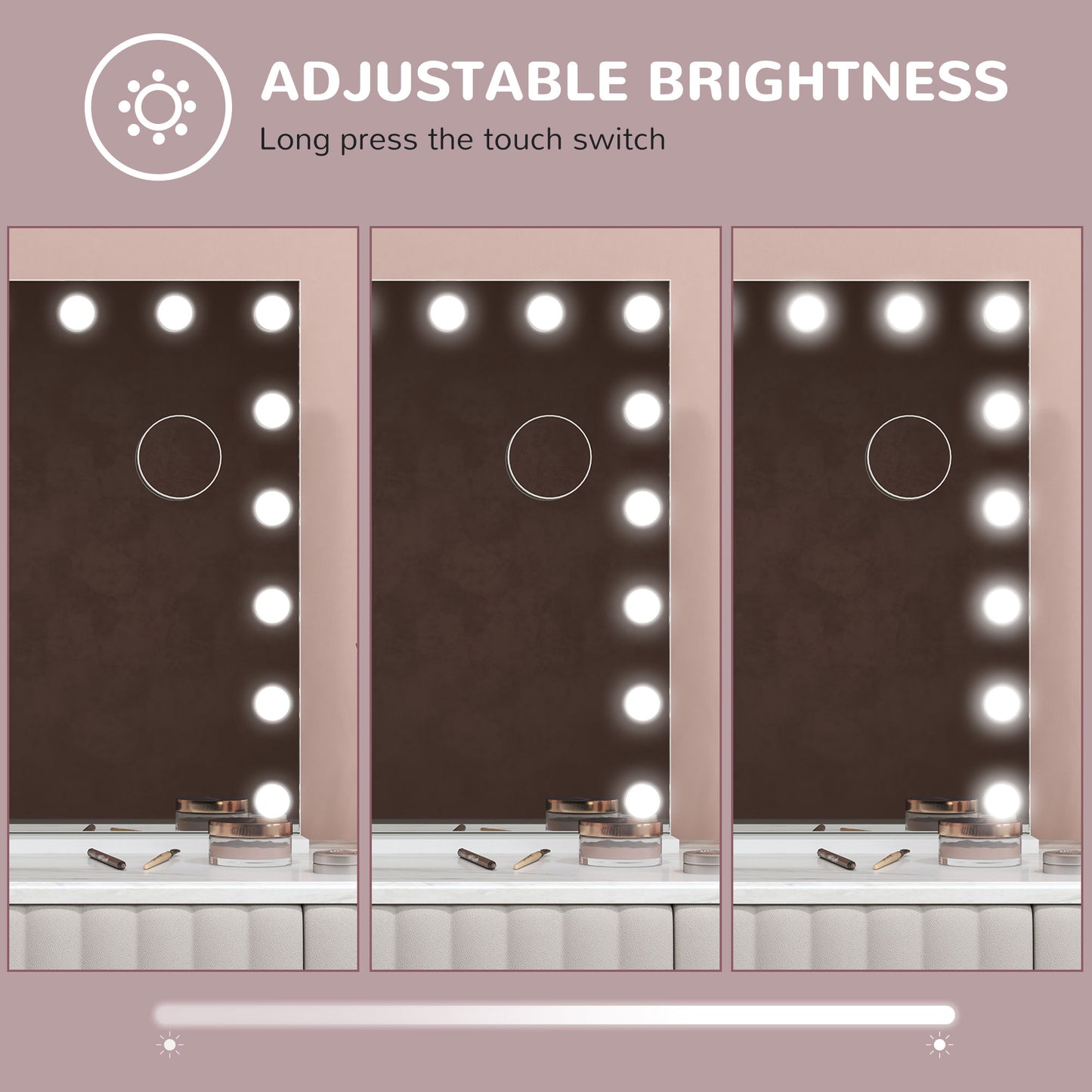 Hollywood Vanity Mirror with Lights, Large 80x62 cm Lighted Makeup Mirror with 3 Colour, 18 LED Bulbs, 10X Magnifying, USB Charging Port, Touch Screen White